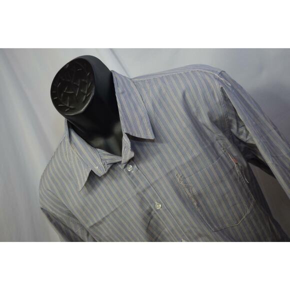 26266 Mens Hugo Boss Orange Label Striped Long Sleeve Dress Shirt Size XL - Picture 1 of 9
